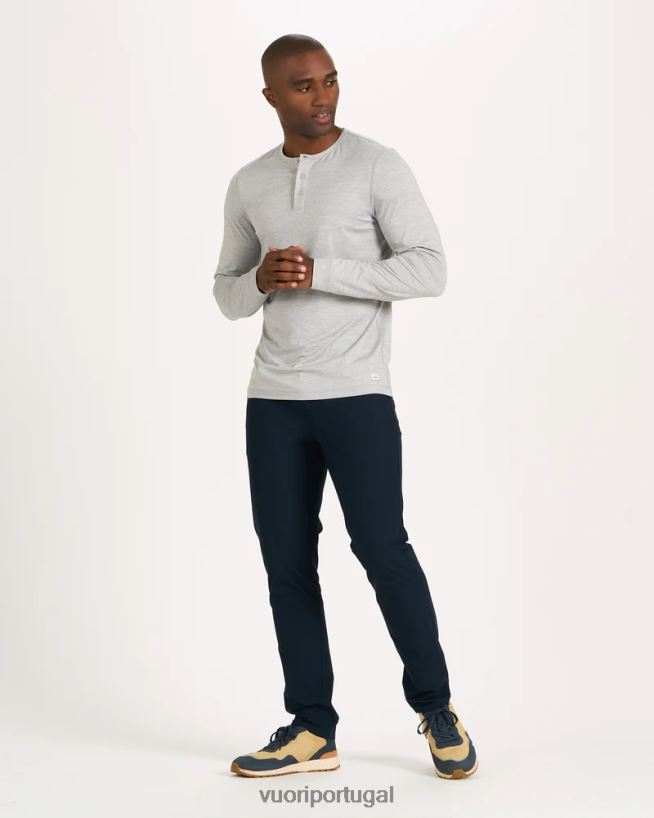 cinza claro claro manga longa facilidade performance henley homens Vuori 68NJ8J544 roupas - Image 4