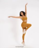 dourado escuro legging estúdio costela mulheres Vuori 68NJ8J285 roupas - Image 4