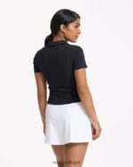 preto polo mudra ajustada mulheres Vuori 68NJ8J89 roupas - Image 2