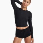 preto tripulação de dunas de manga comprida mulheres Vuori 68NJ8J150 roupas