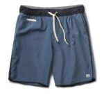 textura de linho azul bancos curtos homens Vuori 68NJ8J648 roupas