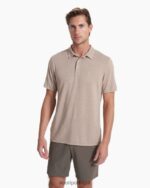 urze de camelo polo em sarja tricotada homens Vuori 68NJ8J500 roupas - Image 2