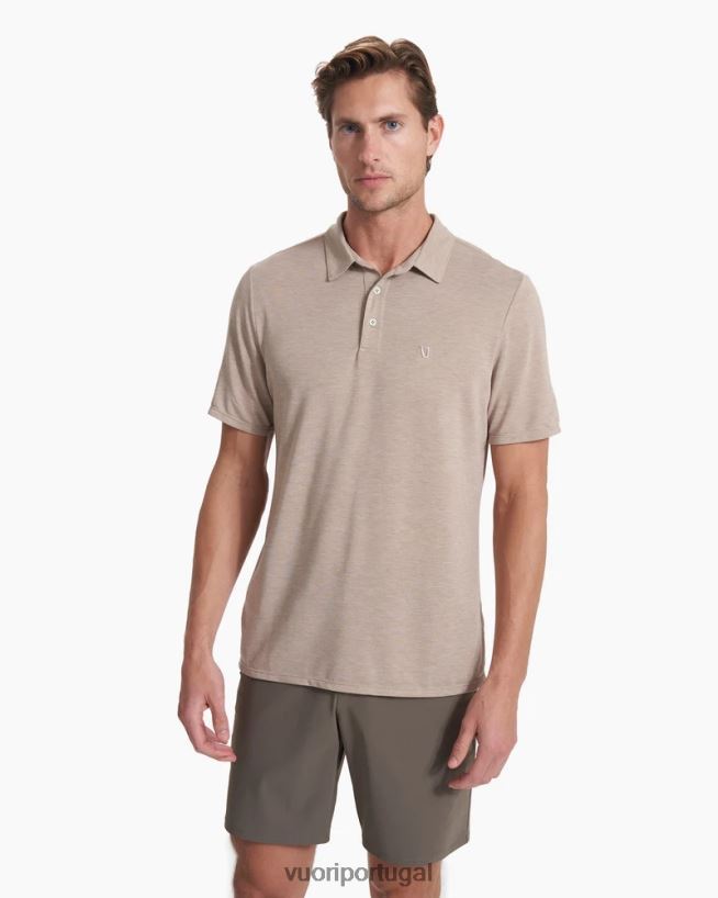 urze de camelo polo em sarja tricotada homens Vuori 68NJ8J500 roupas - Image 2