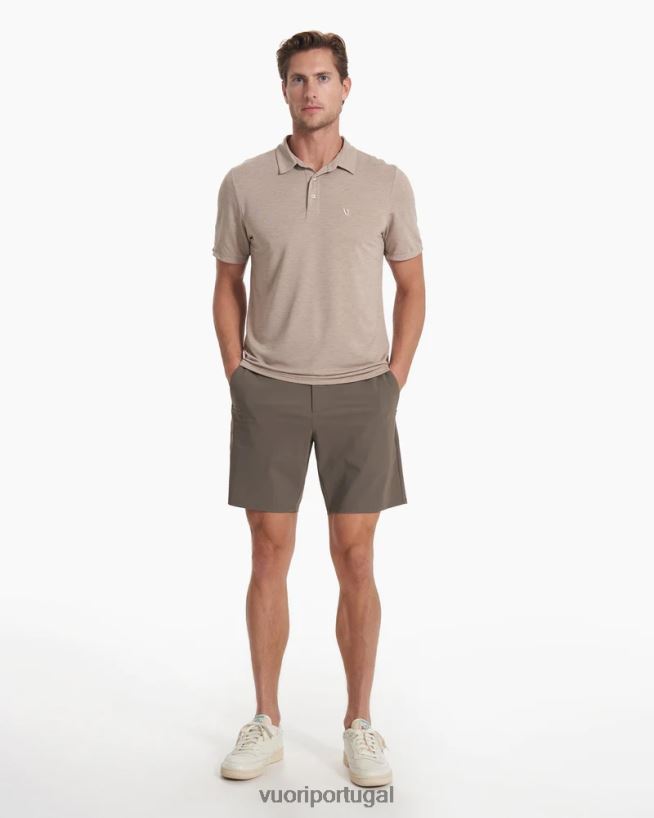 urze de camelo polo em sarja tricotada homens Vuori 68NJ8J500 roupas - Image 4