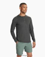 urze de carvão manga longa facilidade performance henley homens Vuori 68NJ8J543 roupas - Image 2