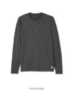 urze de carvão manga longa facilidade performance henley homens Vuori 68NJ8J543 roupas