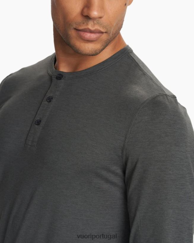 urze de carvão manga longa facilidade performance henley homens Vuori 68NJ8J543 roupas - Image 3